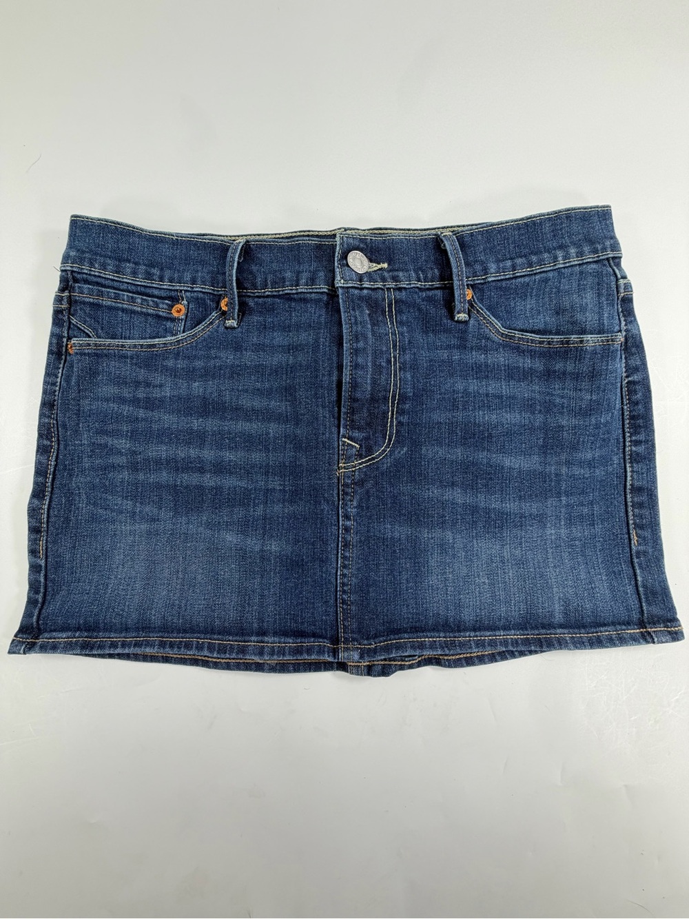 Levi’s Y2K Low Rise Denim Mini Skirt Blue Stretch Jean Mini Size 8